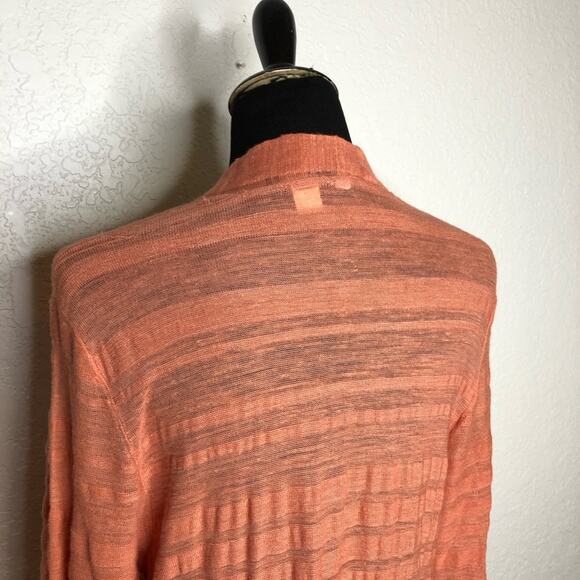 Anthropologie Moth coral orange linen blend open front duster cardigan Large - Picture 13 of 16